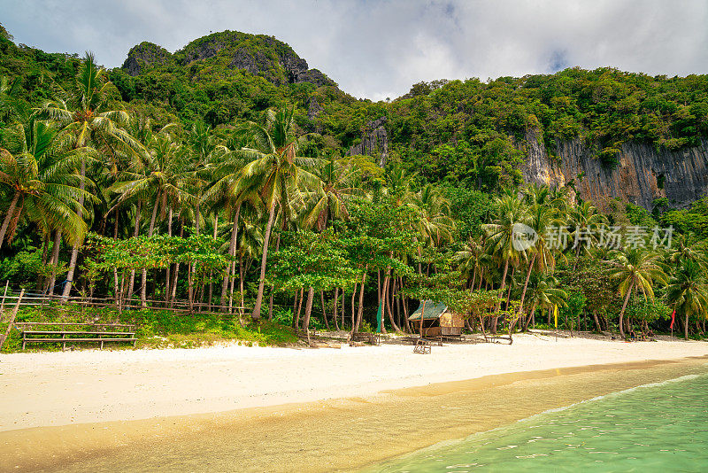 椰子树和绿松石海，El Nido，巴拉望，菲律宾